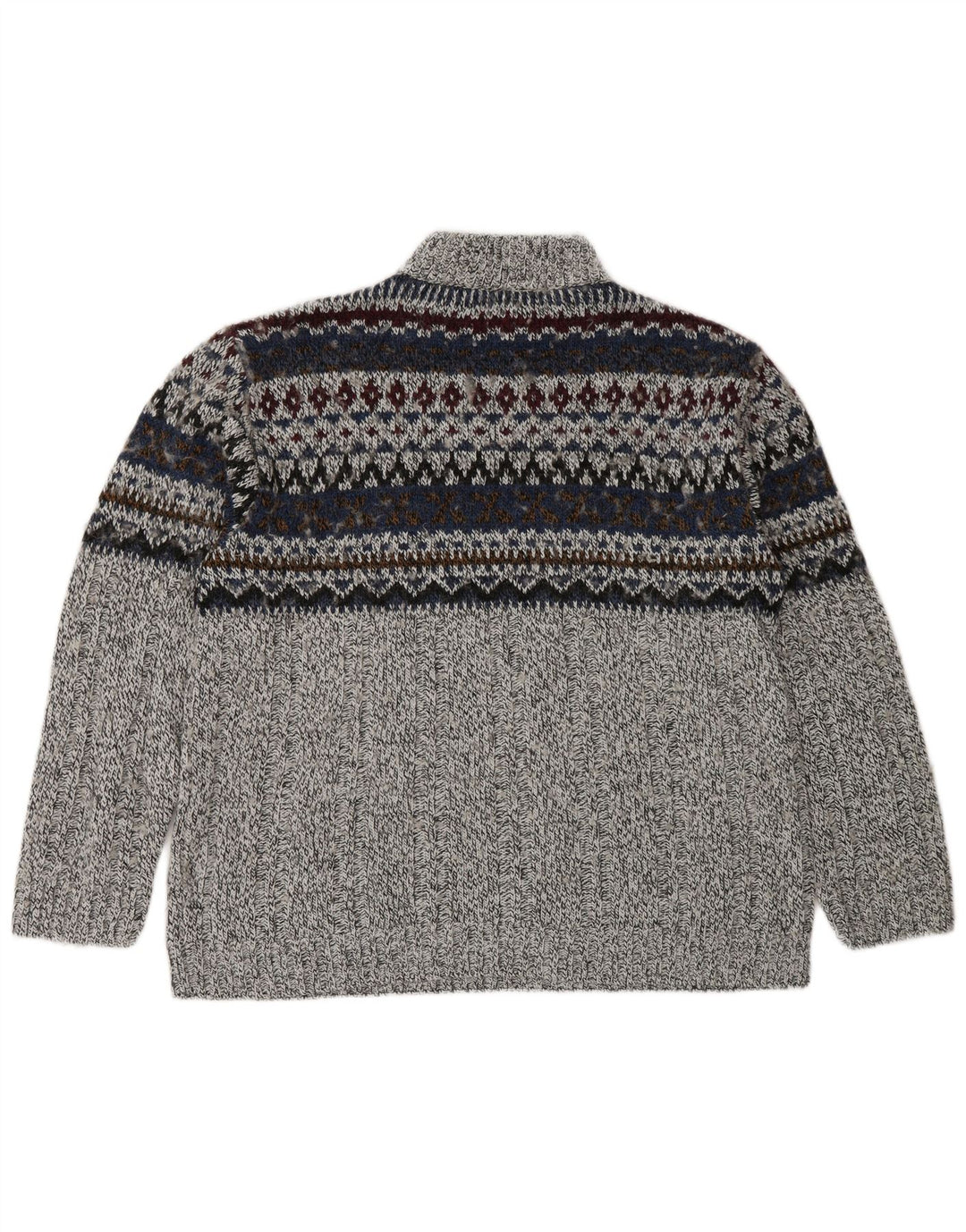 Canda Jersey De Cuello Con Cremallera Para Hombre Suéter Acrílico Gris Medio Fair Isle