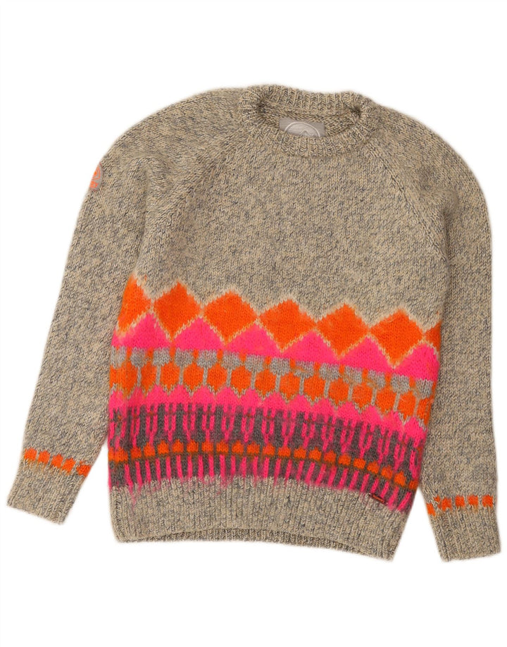 Superdry Suéter tipo jersey con cuello redondo para mujer Reino Unido 44 Gris medio Fair Isle