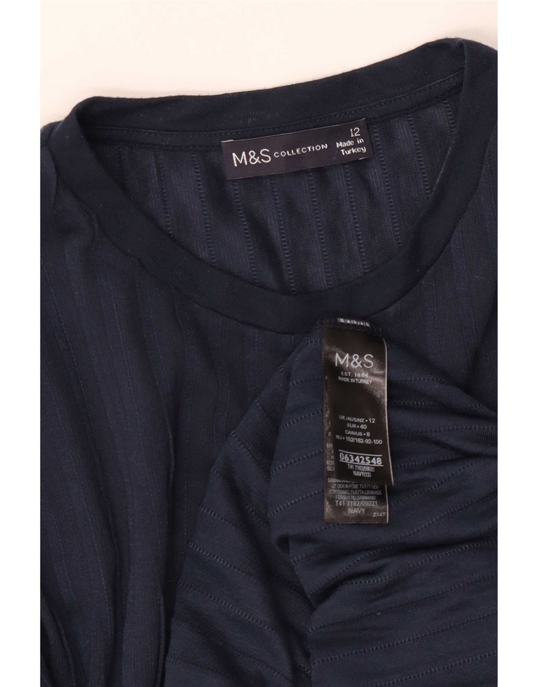 Marks & Spencer Top para mujer de manga larga UK 40 Medio azul marino Poliéster