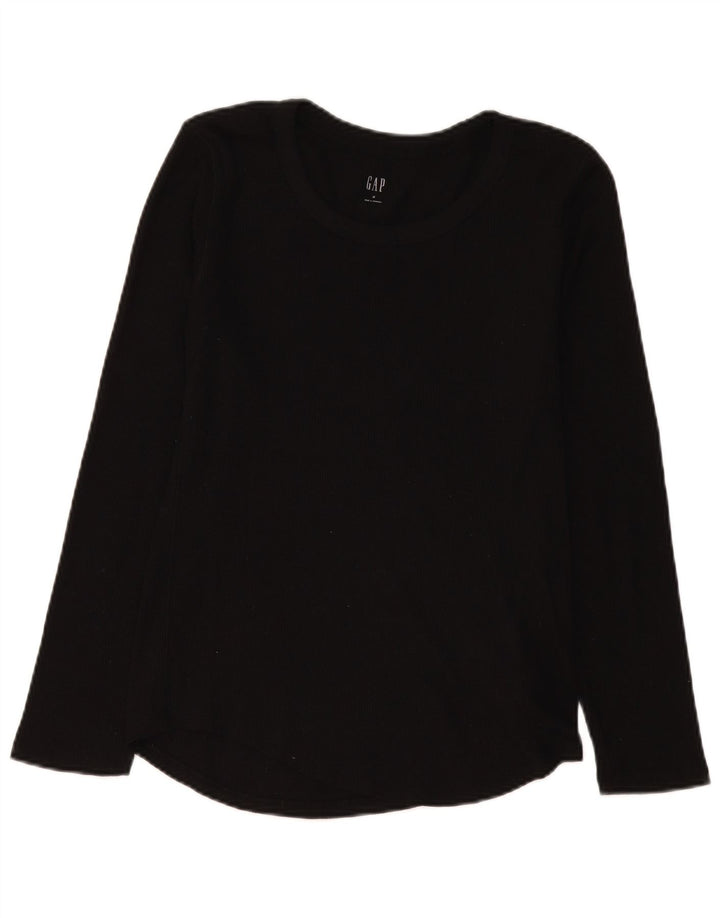 Gap Mujer Top Manga Larga UK 42 Mediano Algodón Negro