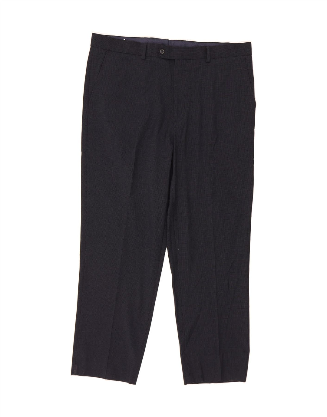 NAUTICA Mens Straight Suit Trousers W41 L29 Navy Blue Check Polyester Vintage Nautica and Second-Hand Nautica from Messina Hembry 