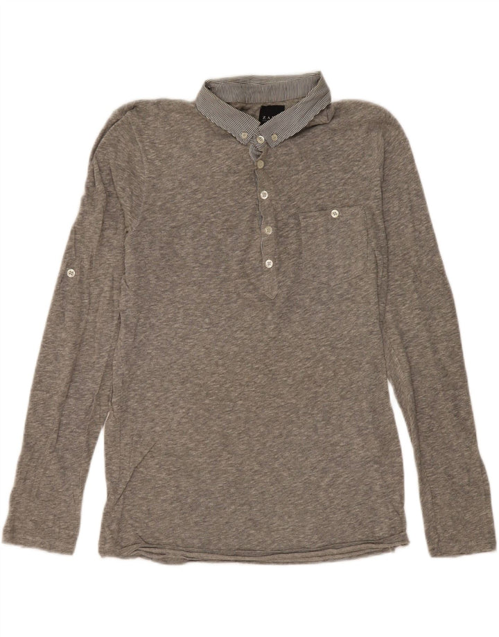 Zara Hombre Polo Manga Larga Gris Medio Moteado