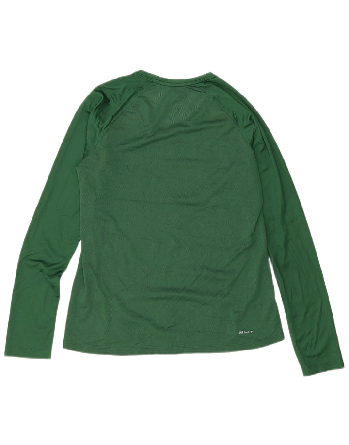Nike Mujer Dri Fit Top Manga Larga UK 40 Grande Verde Colorblock Poliéster