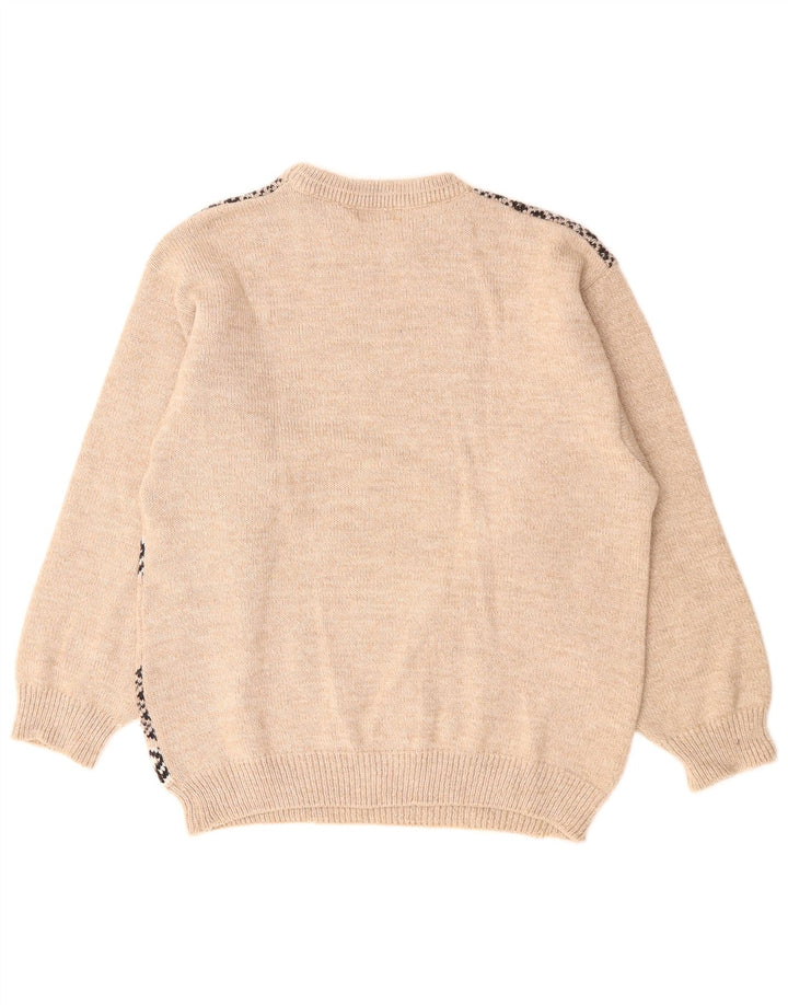 Barisal Hombre Jersey Con Cuello Barco Jersey Medio Beige Fair Isle Poliacrílico