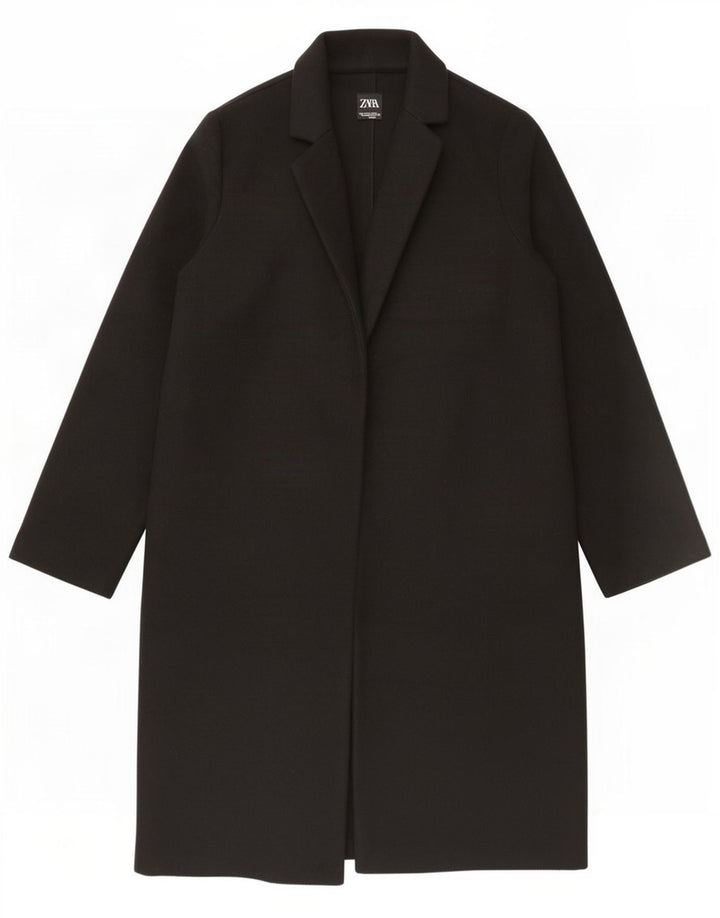 Zara Mujer Abrigo Abierto ES 40 XL Poliéster Negro
