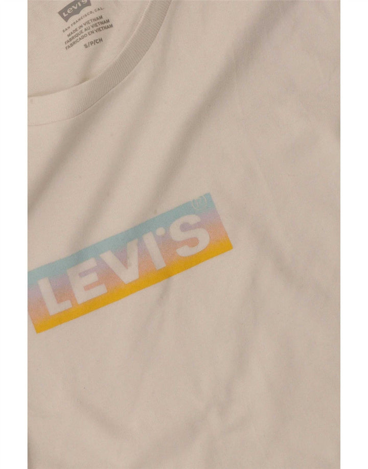 Levi's Camiseta gráfica para mujer Top UK 8 Small White Cotton