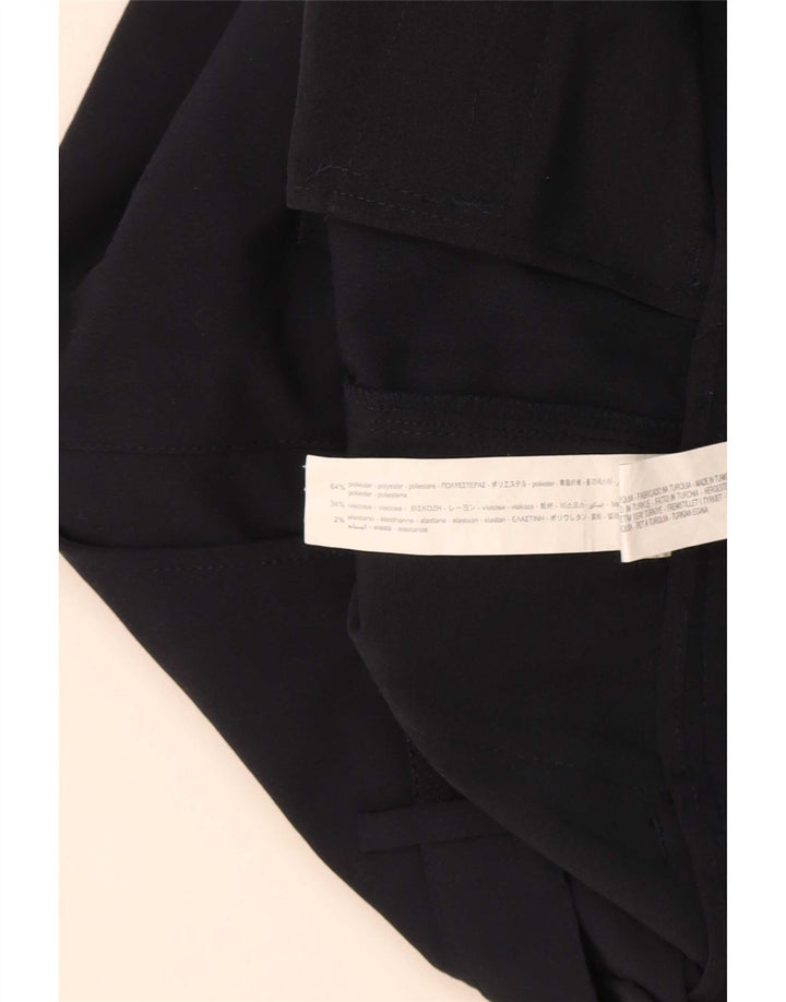 Zara Mujer Pantalón Traje Recto Mediano W30 L30 Azul Marino Poliéster