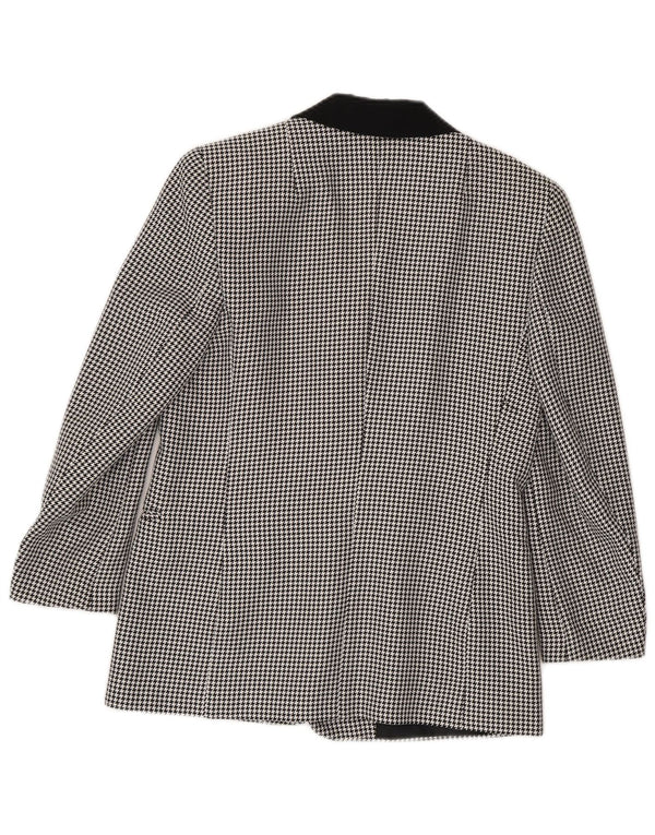 Canda Chaqueta tipo blazer de 3 botones para mujer UK 10 Small Black Houndstooth Poliéster