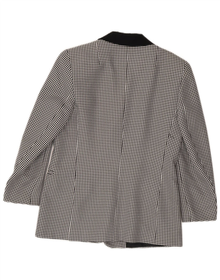 Canda Chaqueta tipo blazer de 3 botones para mujer UK 10 Small Black Houndstooth Poliéster