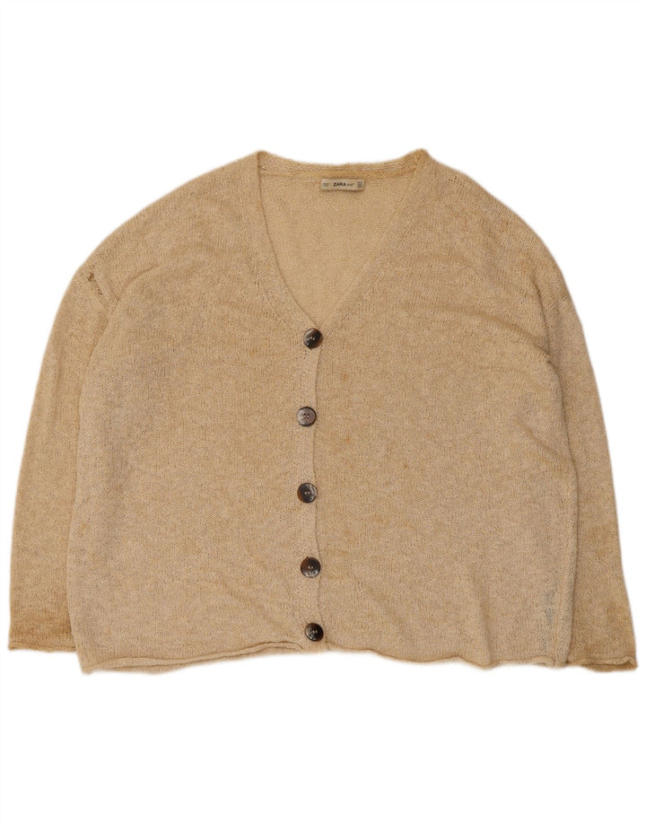 Zara Mujer Suéter Cárdigan Extragrande Reino Unido 44 Acrílico Beige Medio