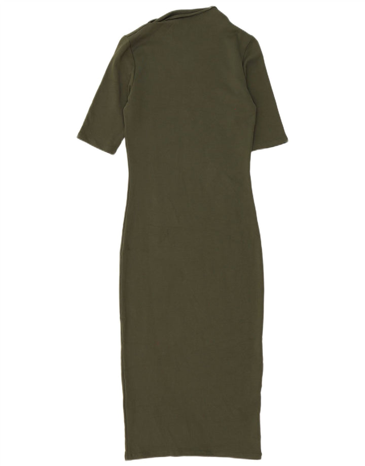 Zara Mujer Vestido Ajustado Reino Unido 10 Pequeño Caqui
