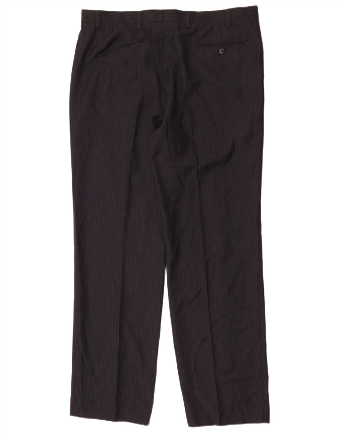 Marks & Spencer Pantalón de traje para hombre W38 L33 Poliéster a rayas azul marino