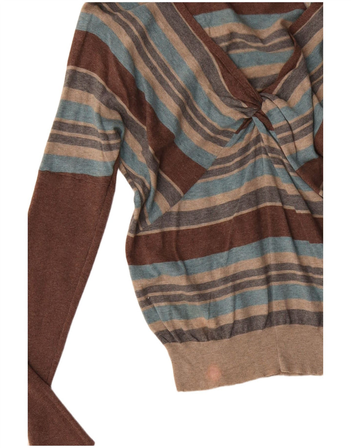 MONSOON Jersey con cuello en V para mujer UK 40 Mediano Rayas multicolores