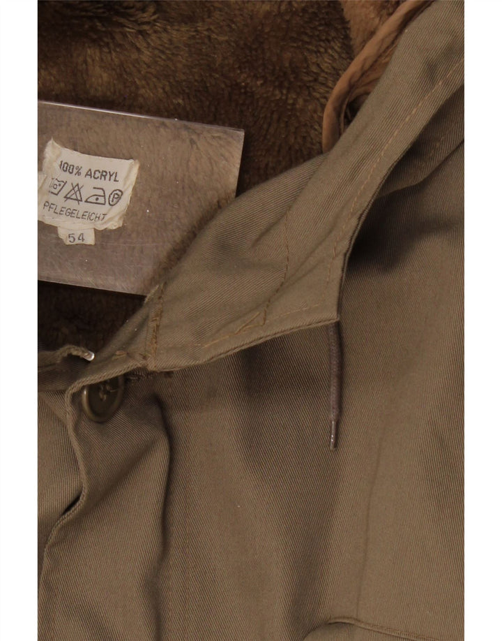 VINTAGE Chaqueta Parka militar con capucha para hombre IT 54 2XL Algodón caqui