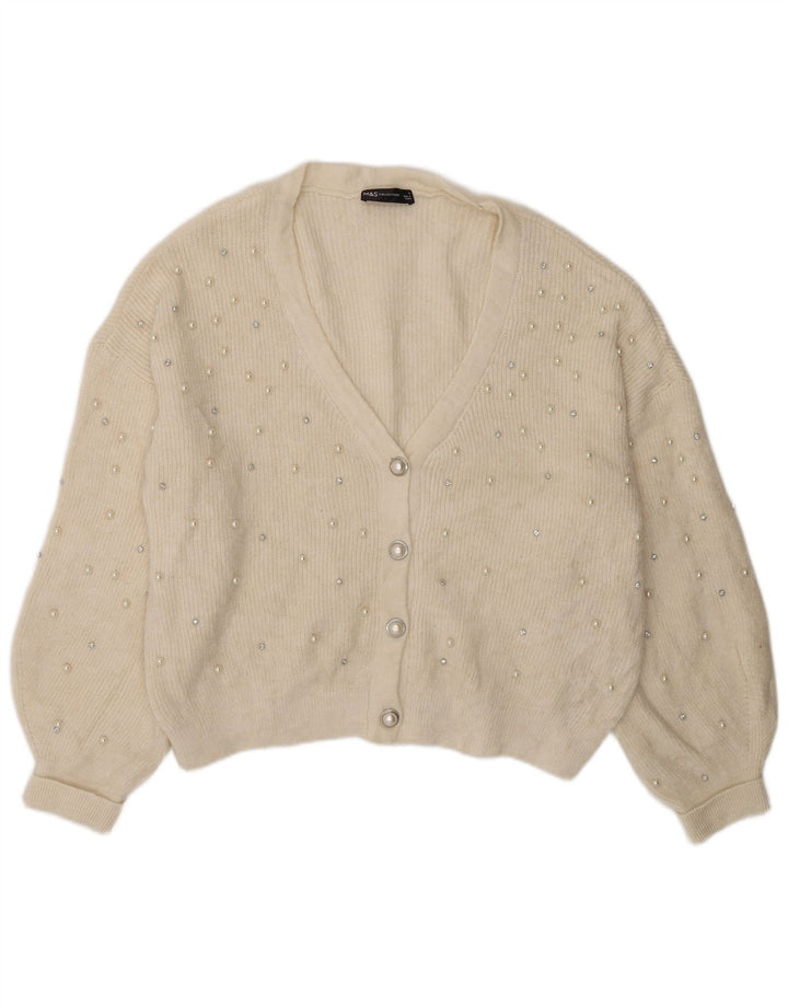 Marks & Spencer Suéter tipo cárdigan extragrande para mujer UK 46 Large Off White