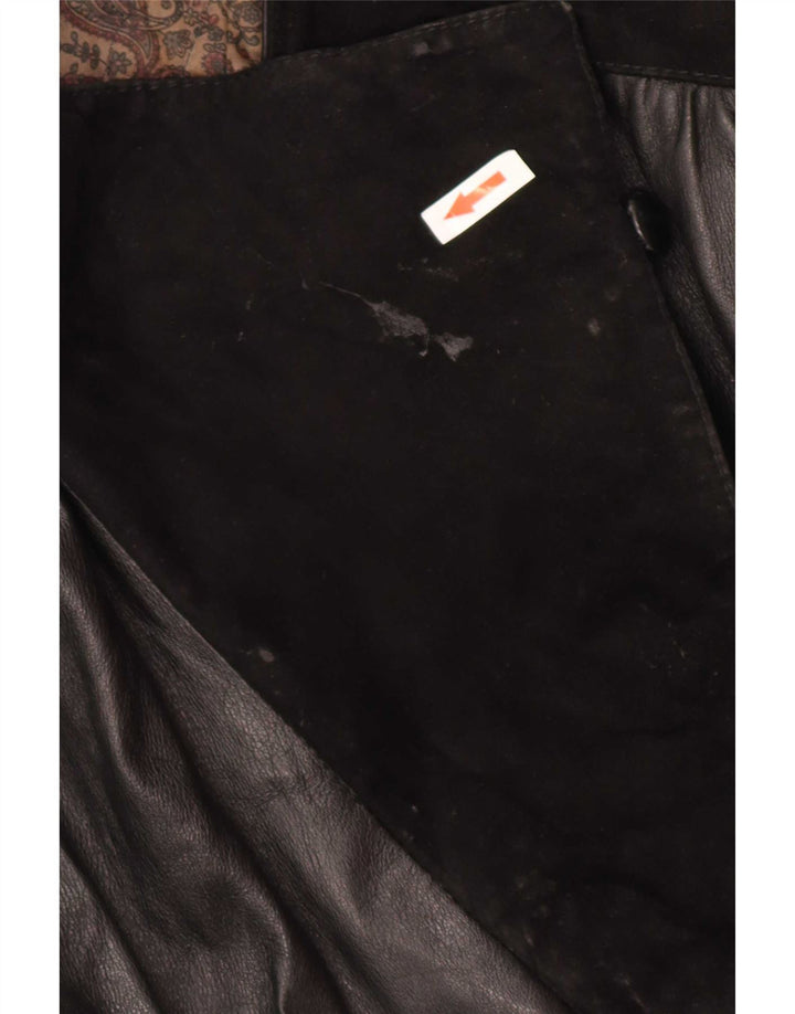 Chaqueta de cuero vintage para mujer UK 44 Medium Black