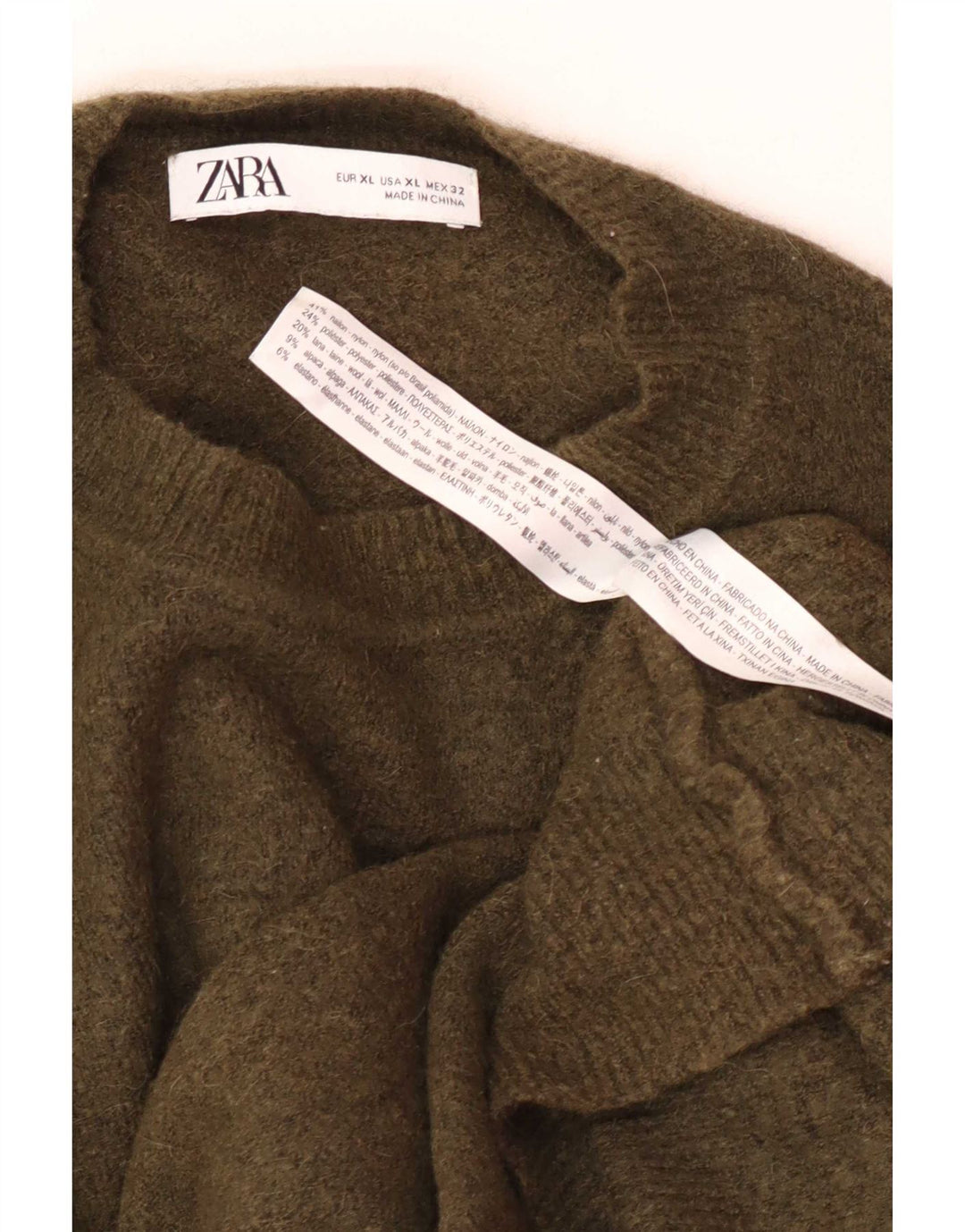 Zara Hombre Jersey Cuello Redondo Jersey XL Caqui Nylon