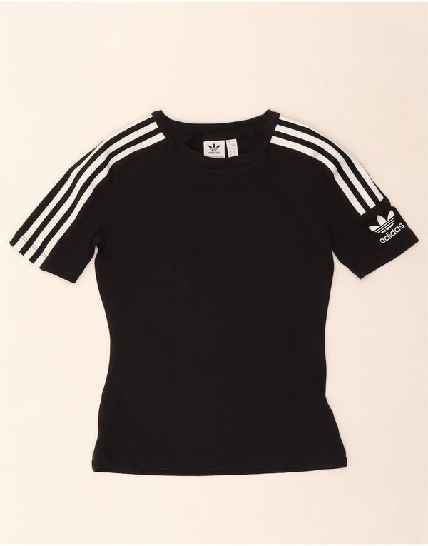 Adidas - Camiseta corta para mujer, talla 8, talla pequeña, algodón negro