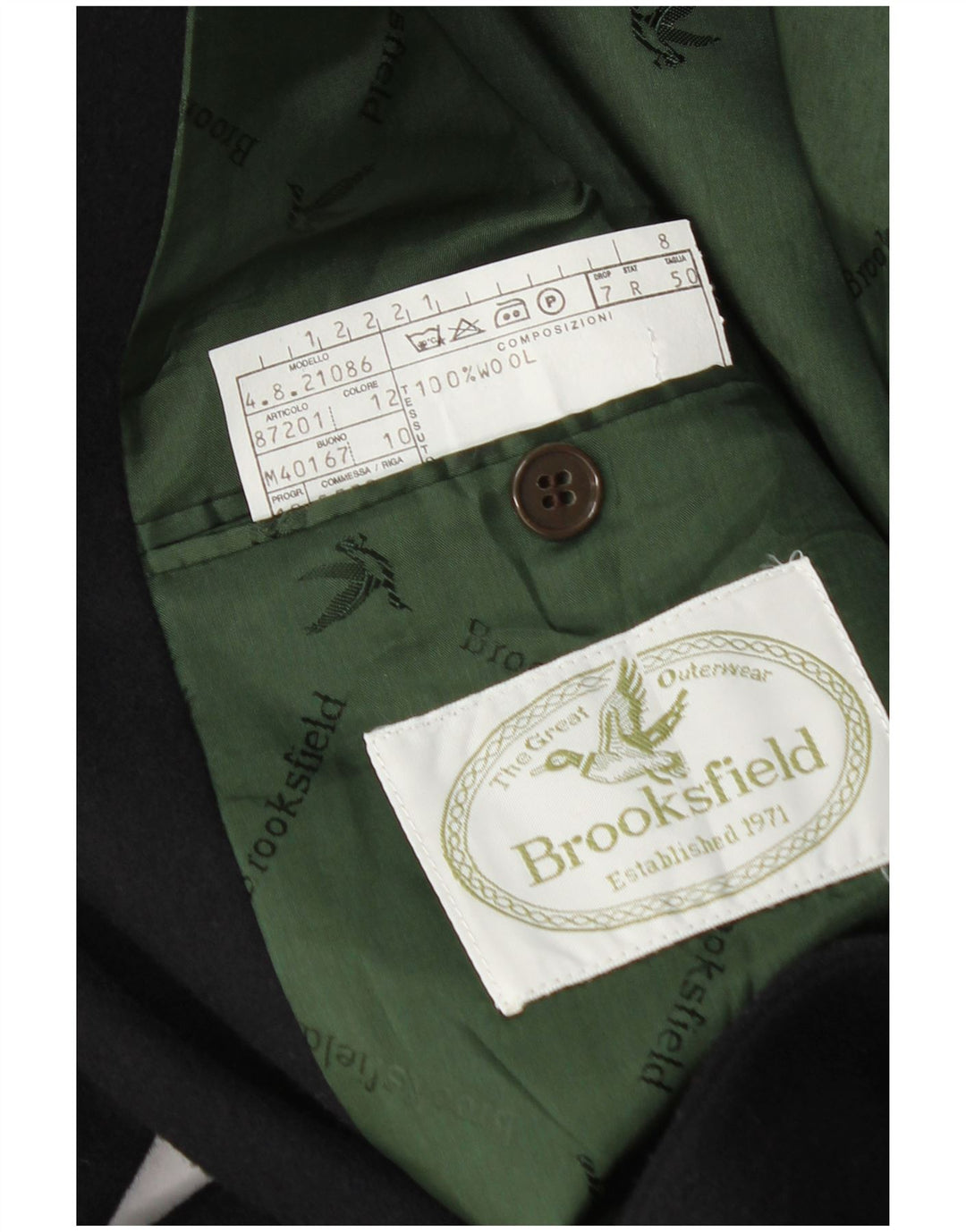 Brooksfield Chaqueta tipo blazer de 2 botones para hombre IT 50 Large Lana azul marino