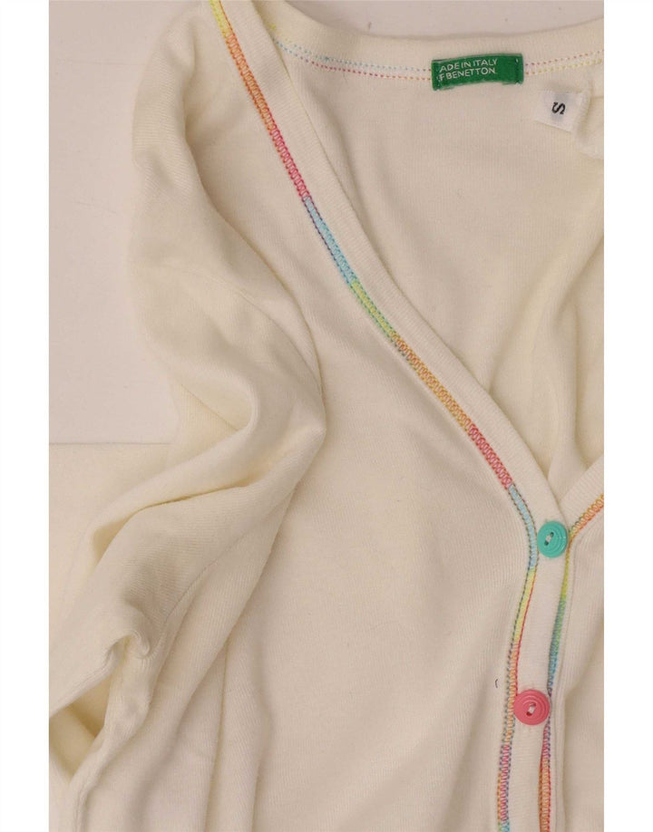 Benetton Cárdigan Corto para Mujer UK 8 Small Blanco