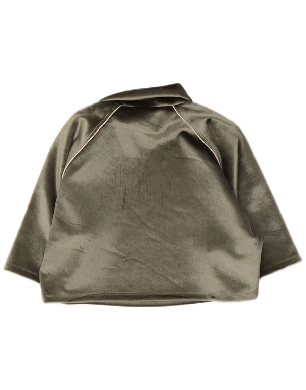 Adidas Top de terciopelo extragrande para mujer, manga 3/4, Reino Unido 8, poliéster verde pequeño
