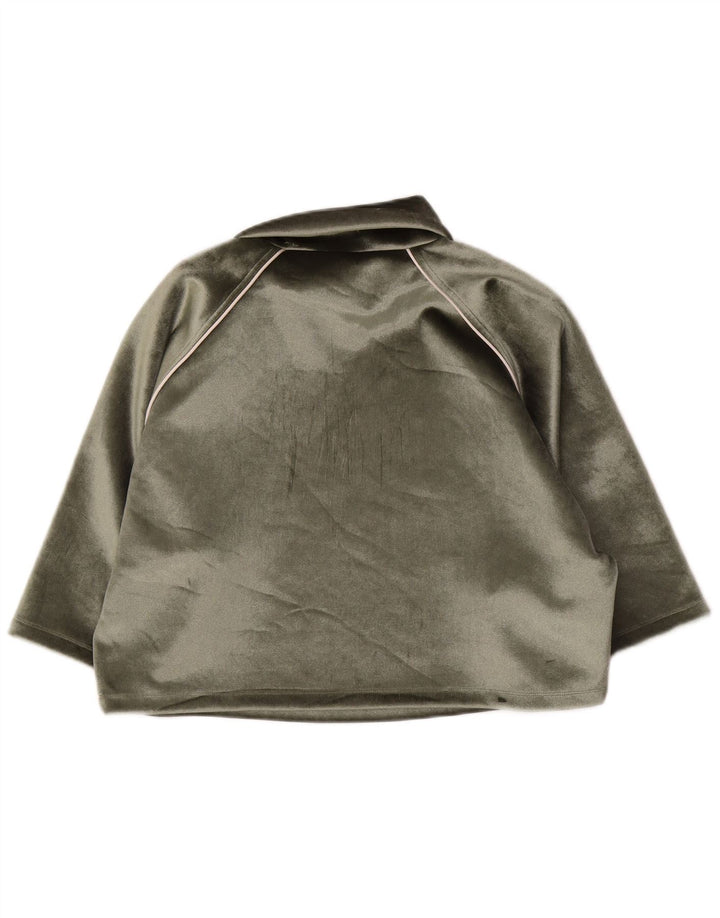 Adidas Top de terciopelo extragrande para mujer, manga 3/4, Reino Unido 8, poliéster verde pequeño