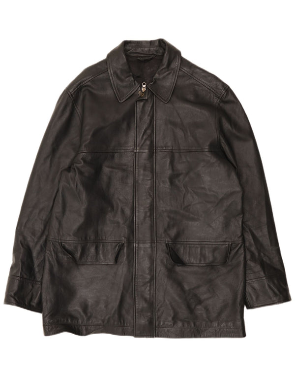 Marks & Spencer Chaqueta de cuero para hombre UK 38 Medium Black Leather