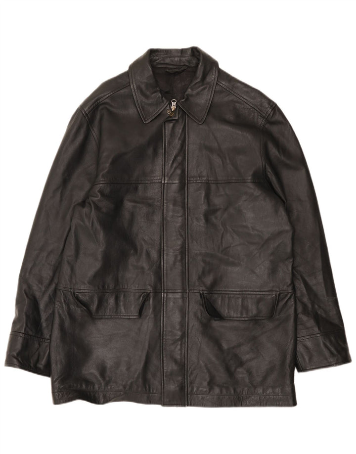 Marks & Spencer Chaqueta de cuero para hombre UK 38 Medium Black Leather