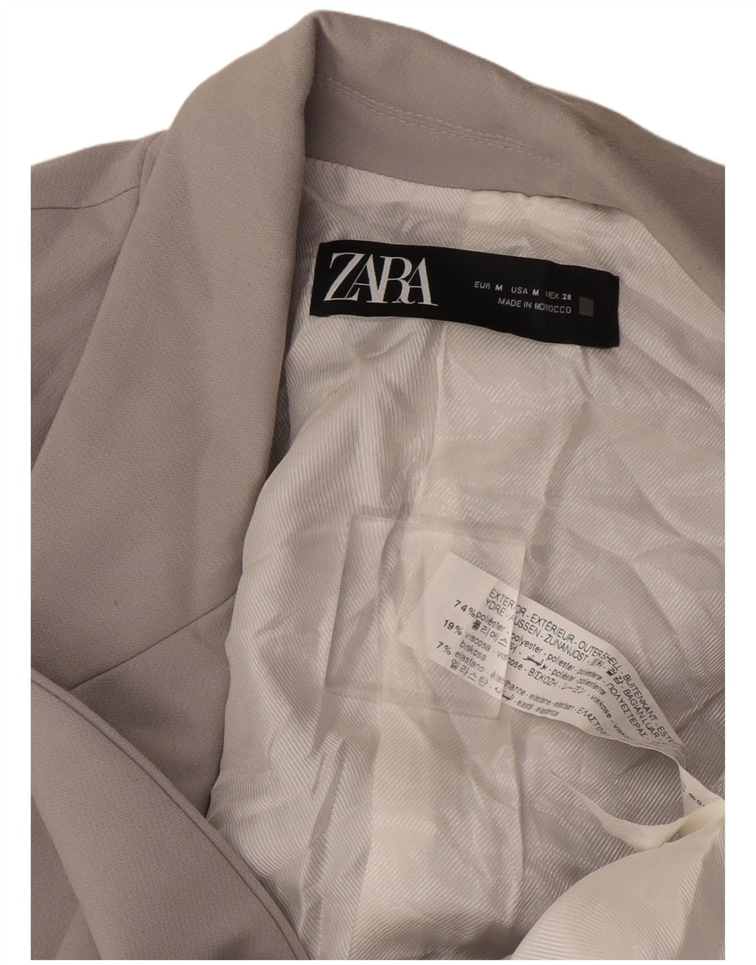 Zara Chaqueta Blazer De 1 Botón Para Mujer UK 44 Poliéster Gris Medio