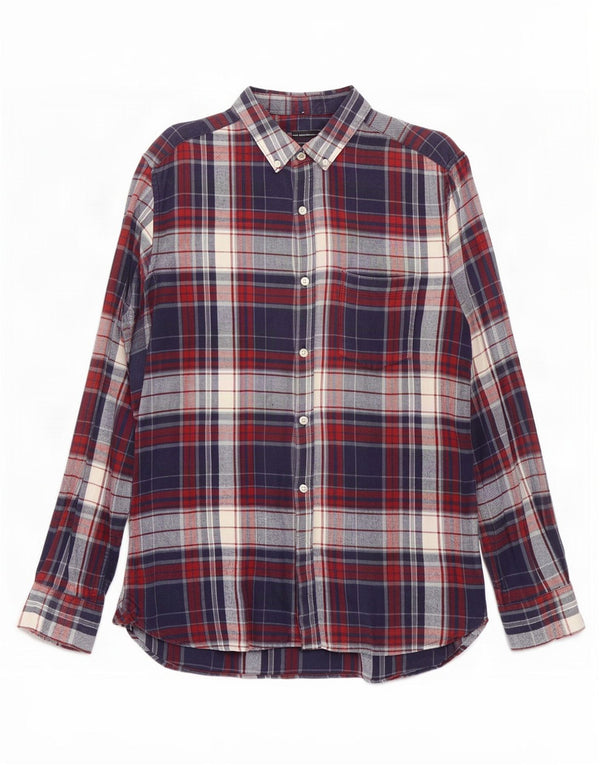 Camisa de franela para hombre de French Connection de algodón a cuadros en azul marino mediano
