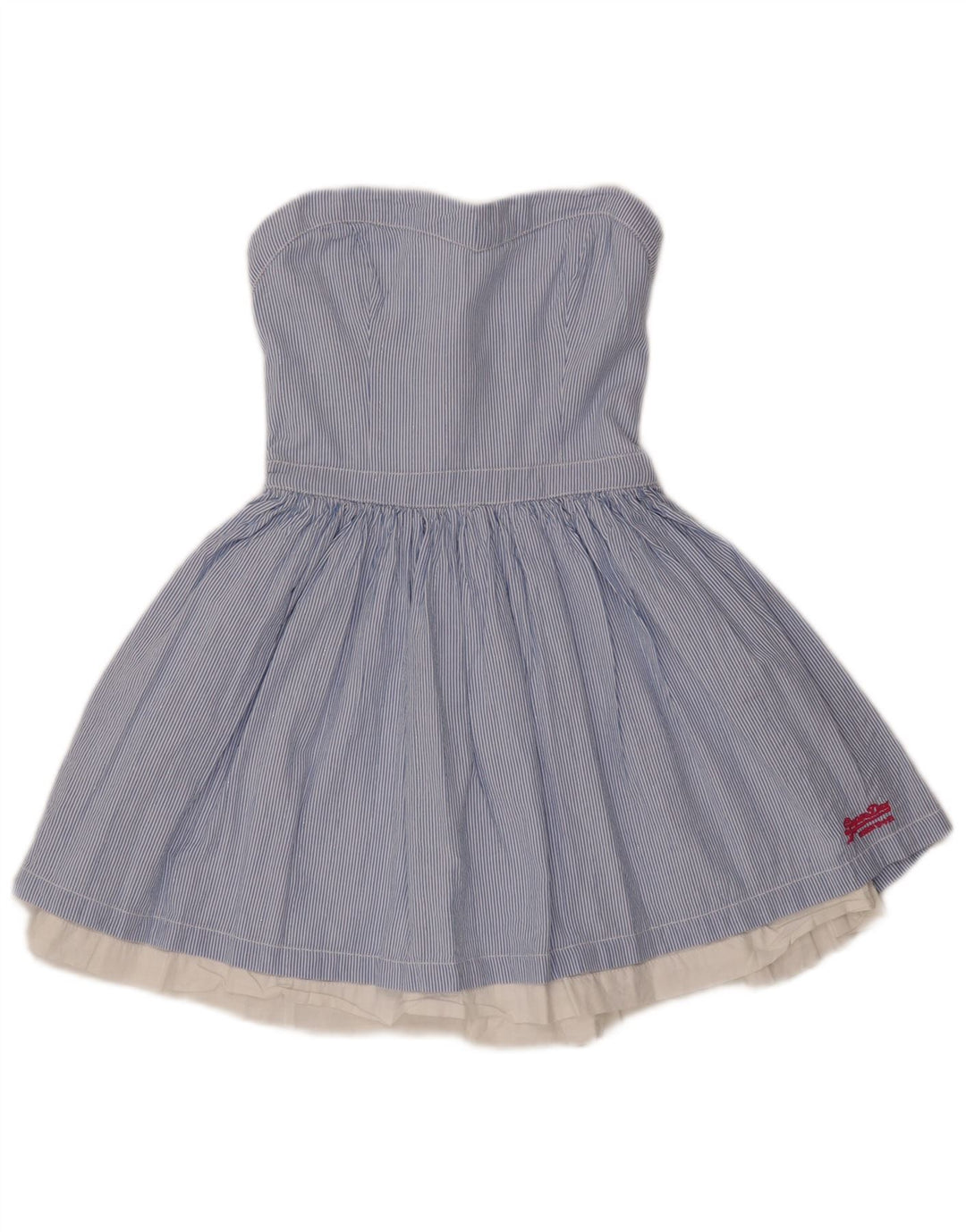 Superdry Mujer Túnica Sin Mangas Top UK 8 Small Azul Rayas Algodón