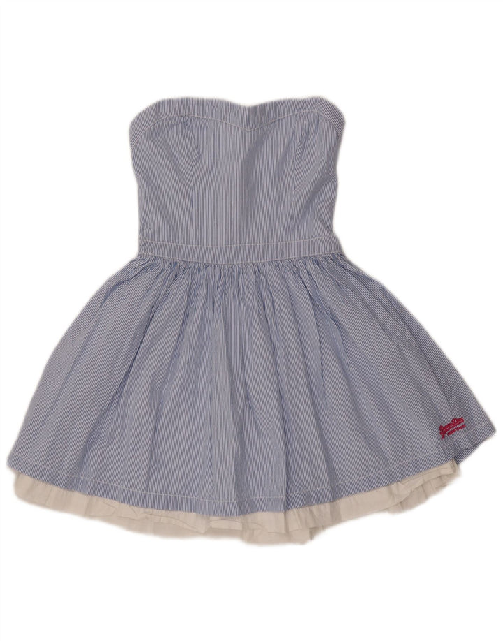 Superdry Mujer Túnica Sin Mangas Top UK 8 Small Azul Rayas Algodón