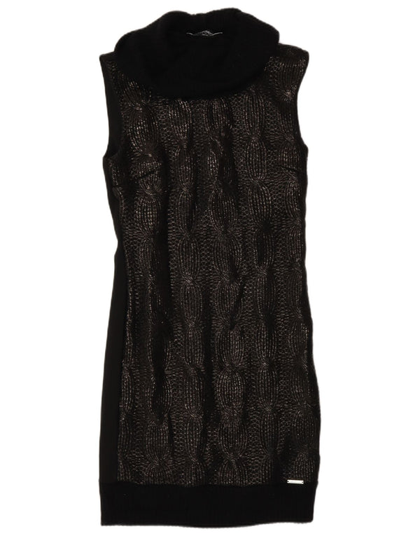 Rinascimento Vestido tipo jersey sin mangas con cuello vuelto para mujer UK 12 Medium Black