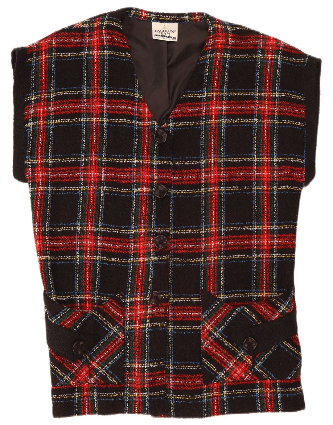 VINTAGE Chaqueta Blazer de gran tamaño para mujer de 4 botones Reino Unido 10 Pequeño cuadros rojos