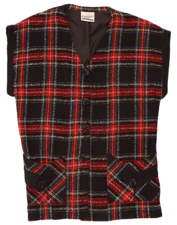 VINTAGE Chaqueta Blazer de gran tamaño para mujer de 4 botones Reino Unido 10 Pequeño cuadros rojos