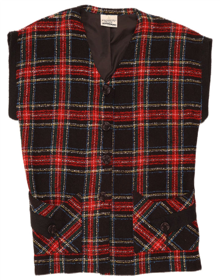 VINTAGE Chaqueta Blazer de gran tamaño para mujer de 4 botones Reino Unido 10 Pequeño cuadros rojos