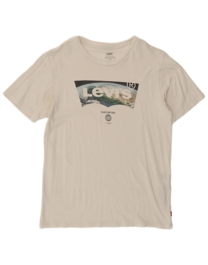 Levi's Camiseta gráfica para hombre Top Small White Cotton