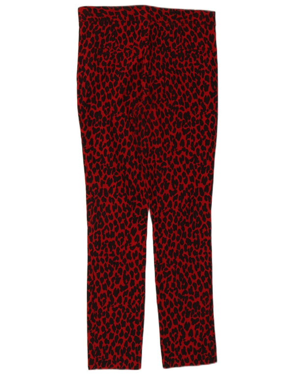 Zara Mujer Pantalones Casual Slim Small W26 L26 Viscosa Estampado Animal Rojo