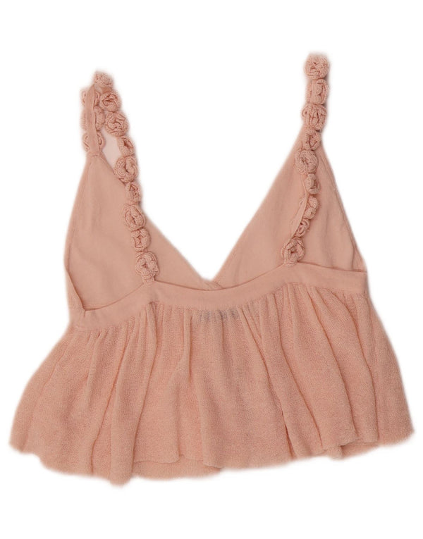 Zara Top corto de punto sin mangas para mujer UK 42 Medium Pink Floral