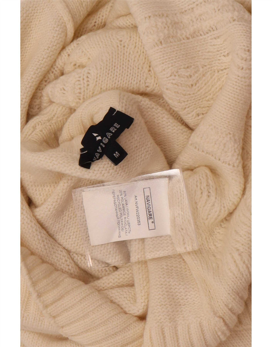 Navigare Jersey con Cuello Redondo para Hombre de Lana Blanca Mediana