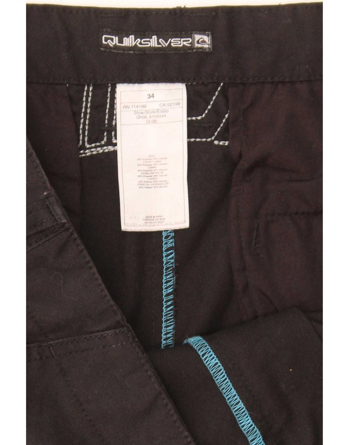 Quiksilver Pantalones cortos chinos gráficos para hombre W34 Poliéster negro grande