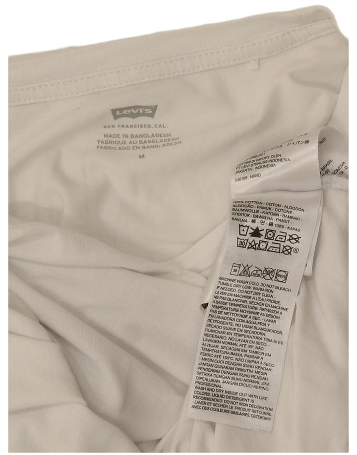 Levi's Camiseta gráfica para mujer Top UK 12 Medium White Cotton