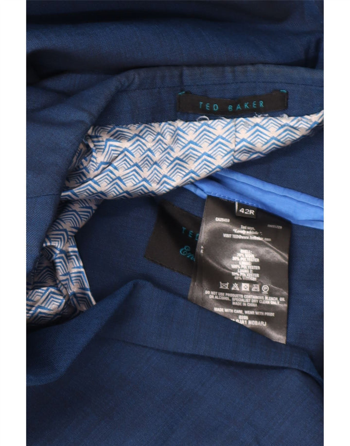 Ted Baker Chaqueta tipo blazer de 2 botones para hombre UK 42 XL Lana azul