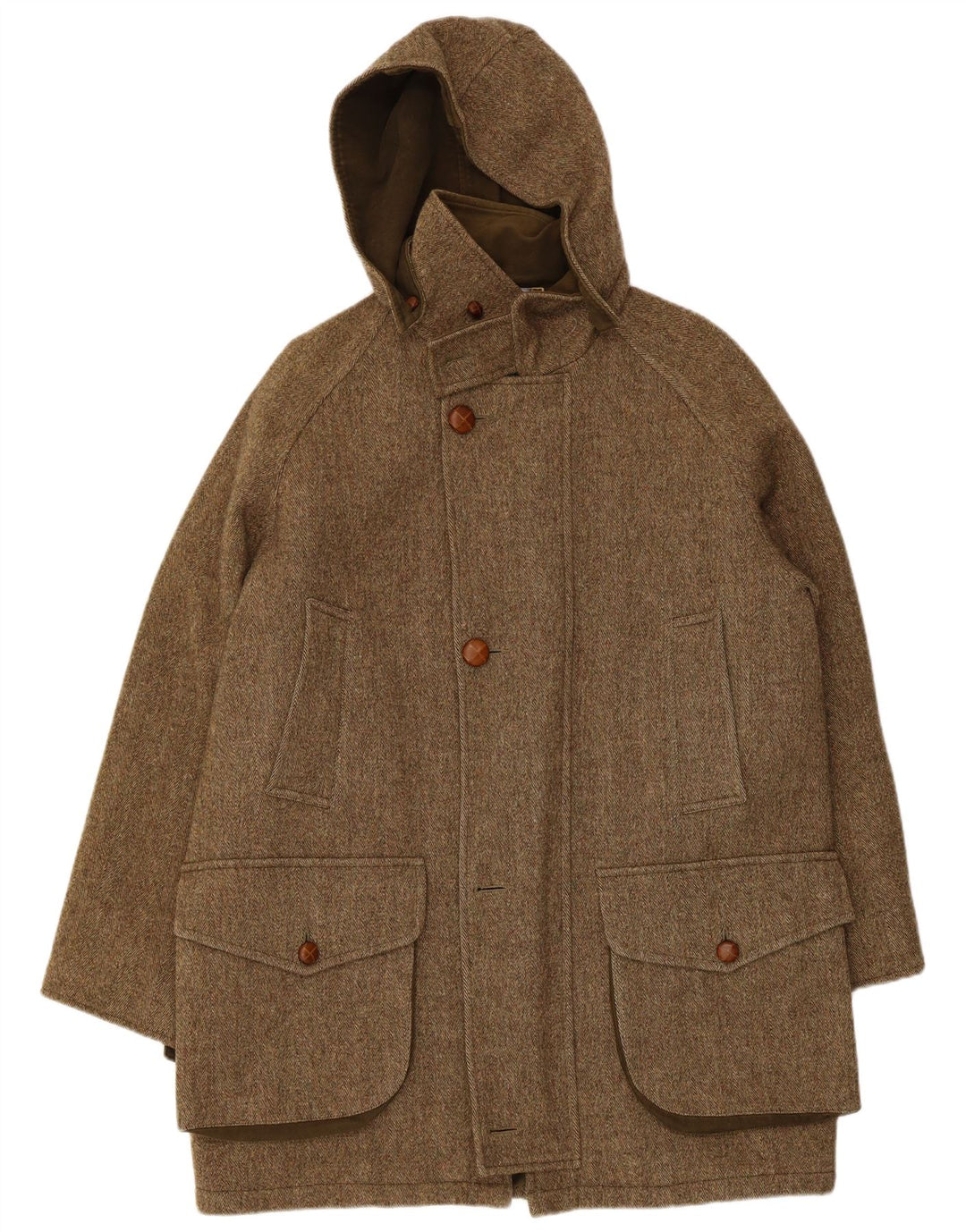 John Ashfield Abrigo con capucha para hombre IT 48 Medium Khaki Herringbone