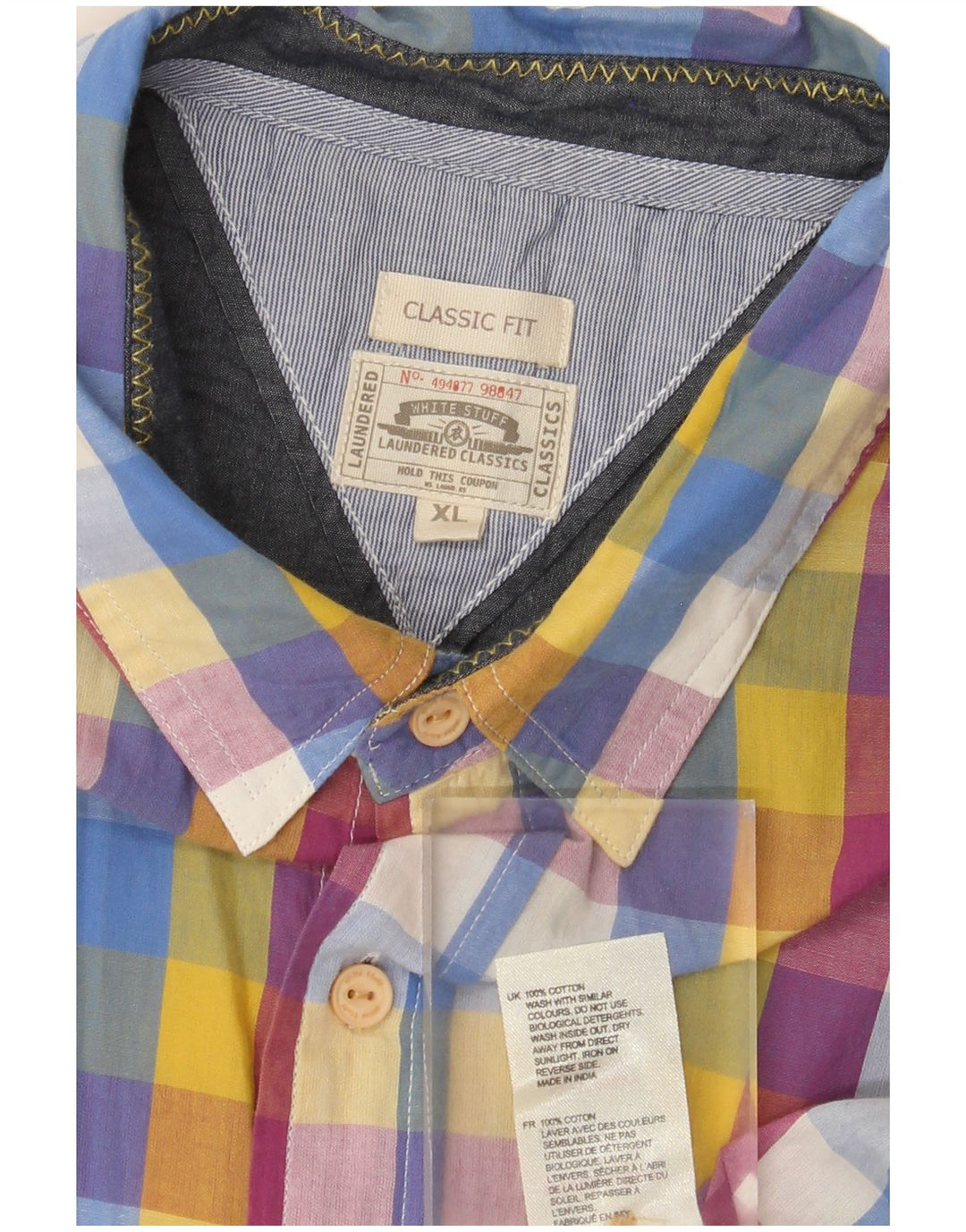 Camisa de corte clásico de manga corta para hombre White Stuff XL Vichy multicolor