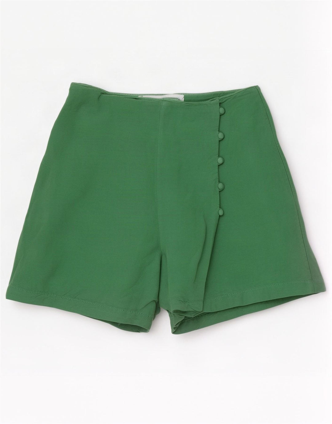 Zara Mujer Shorts Casuales Small W26 Lino Verde
