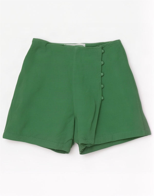 Zara Mujer Shorts Casuales Small W26 Lino Verde