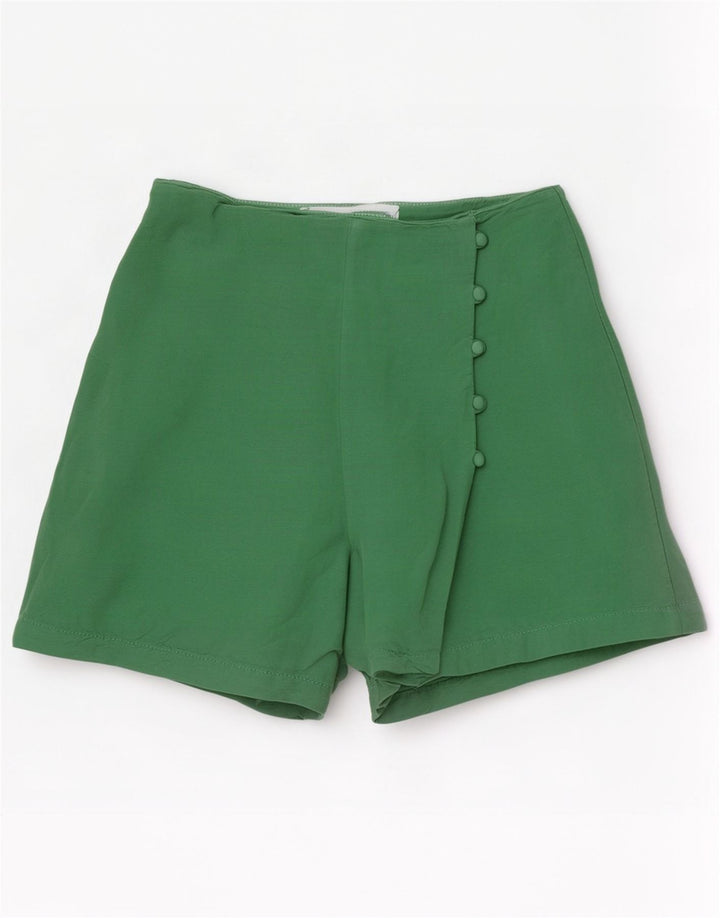 Zara Mujer Shorts Casuales Small W26 Lino Verde