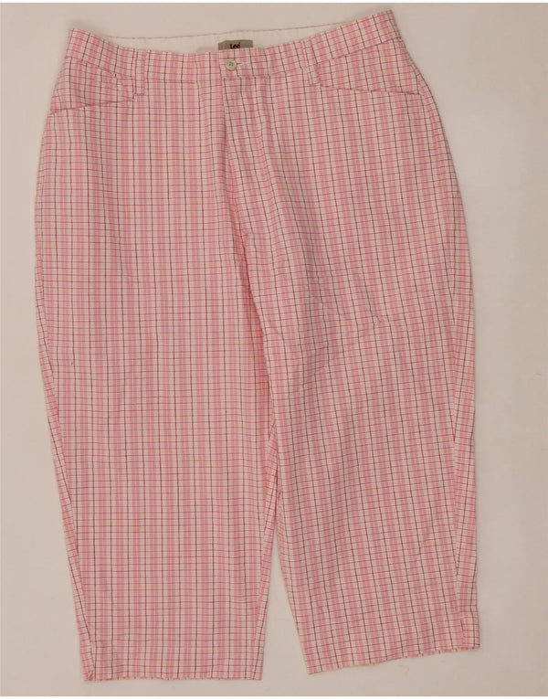 LEE Pantalones capri de cintura alta para mujer US 16 2XL W34 L20 algodón a cuadros rosa