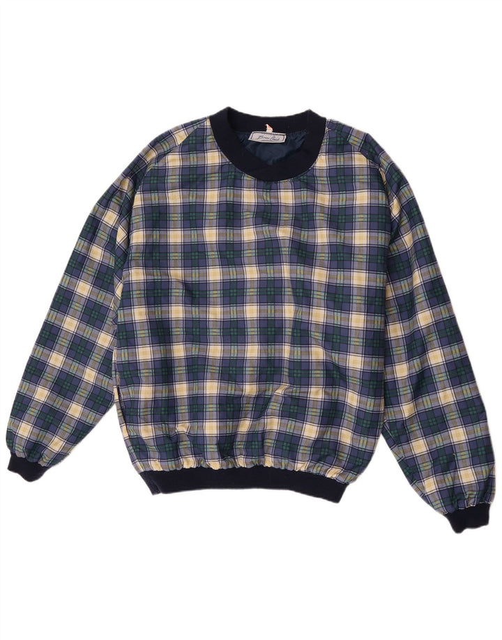 Bruce Clark Hombre Sudadera Jumper Medium Azul Marino Cuadros Algodón